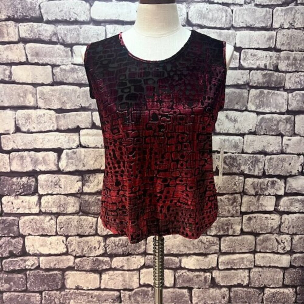 Tan Jay NWT Red & Black Scoop Neck Sleeveless Blouse Size PS
